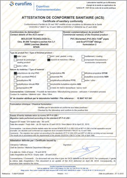 Certificado sanitario ACS (Francia) 